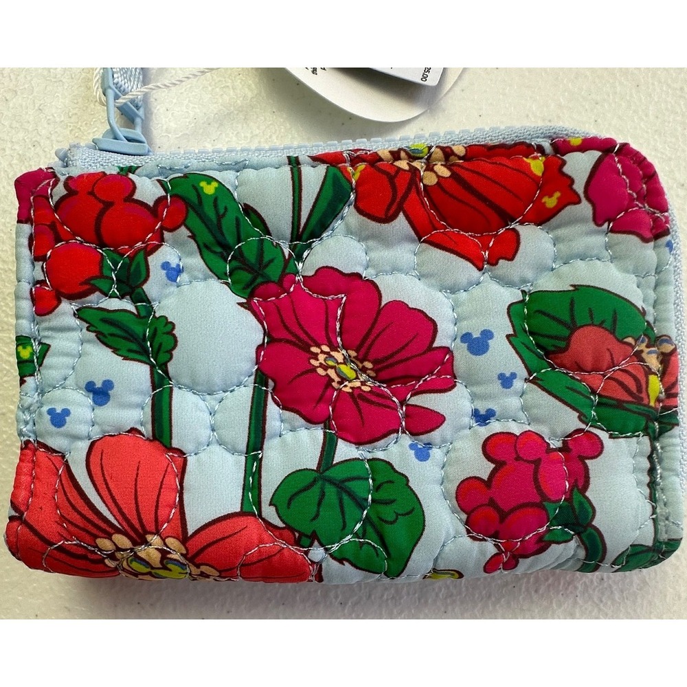 Vera Bradley Disney Mickey Meadow Card Pouch Zip Key Ring NWT Hidden Mickey - Picture 5 of 10